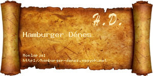 Hamburger Dénes névjegykártya